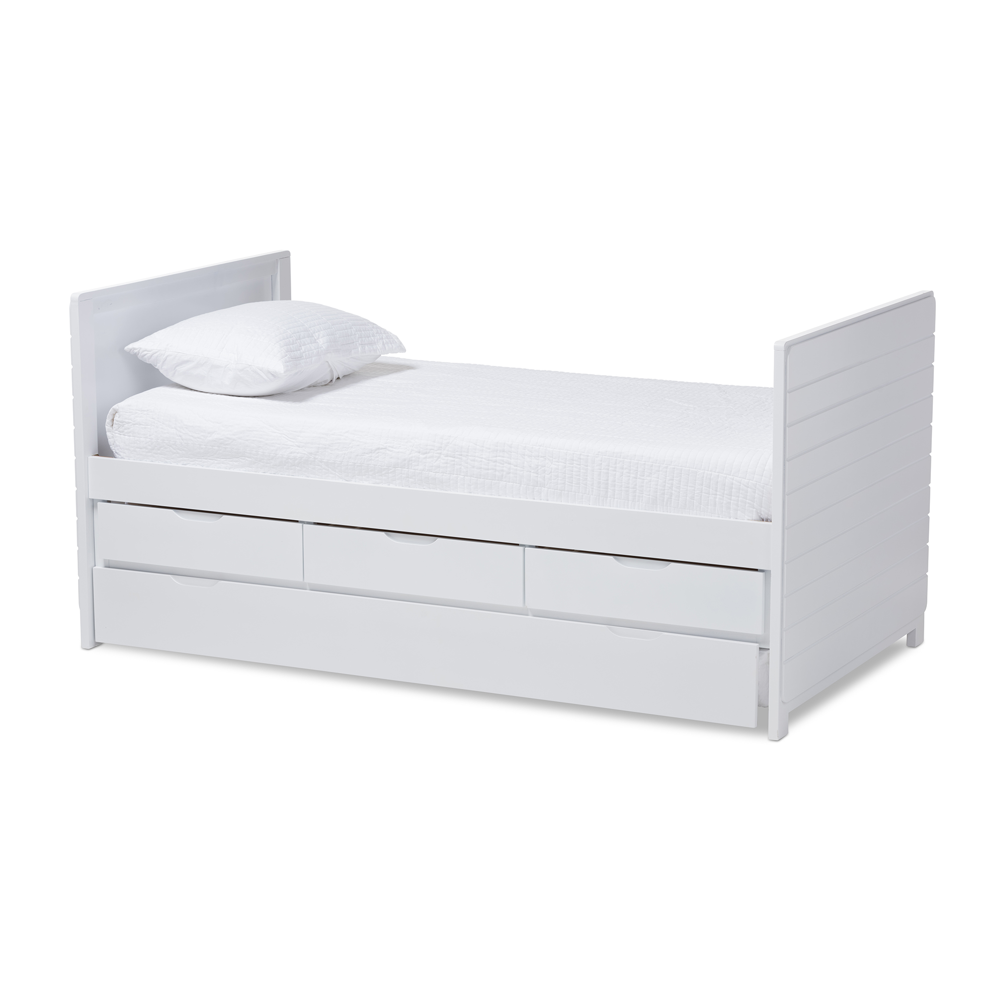 Baxton Studio Linna Modern and Contemporary White-Finished Daybed with Trundle